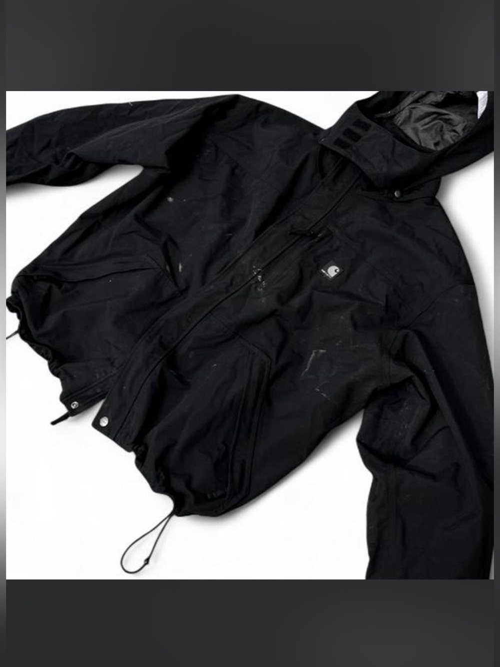 Distressed Carhartt J162 Shoreline Jacket Storm Defender Waterproof Black Large